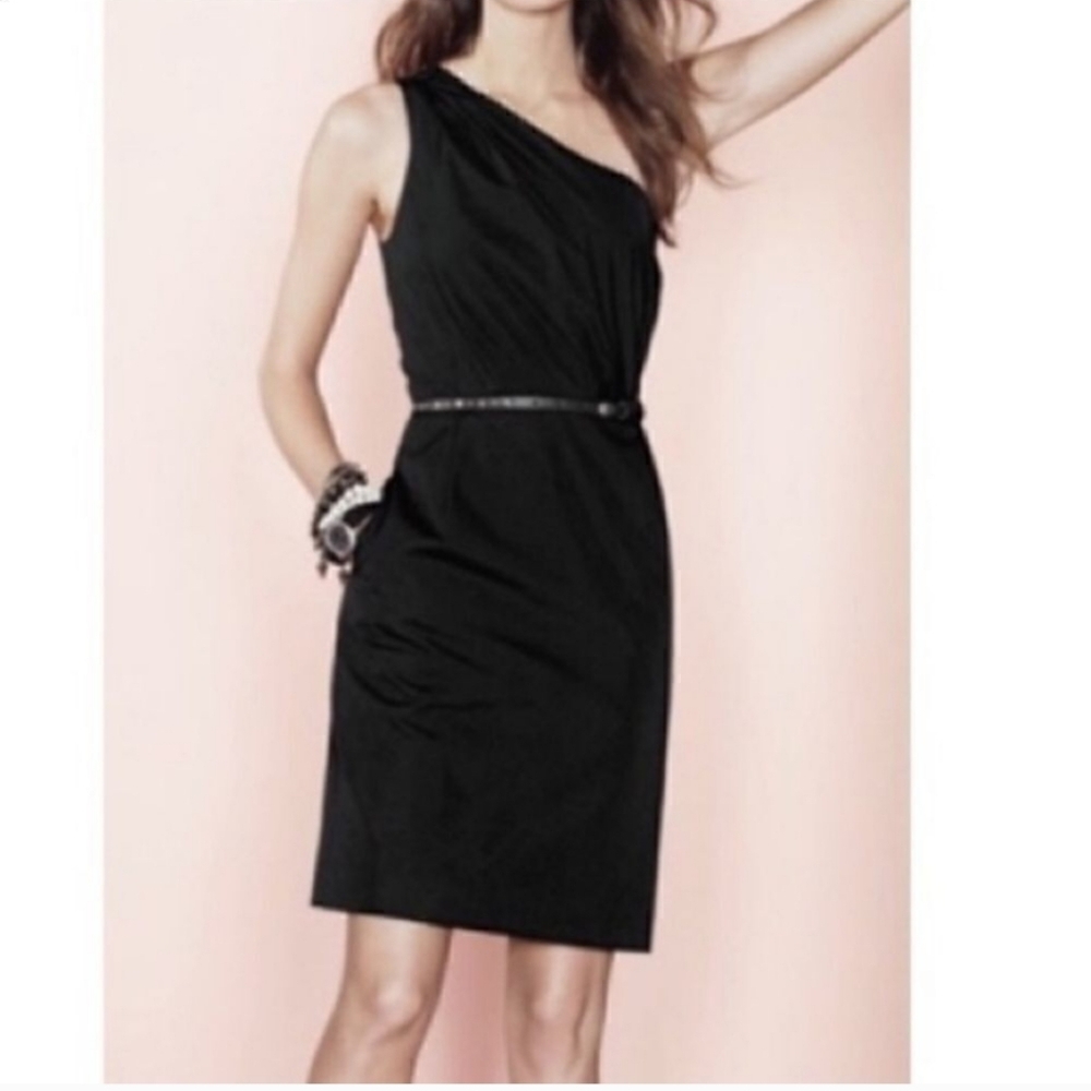 J Crew Black One Shoulder Dress Size 2